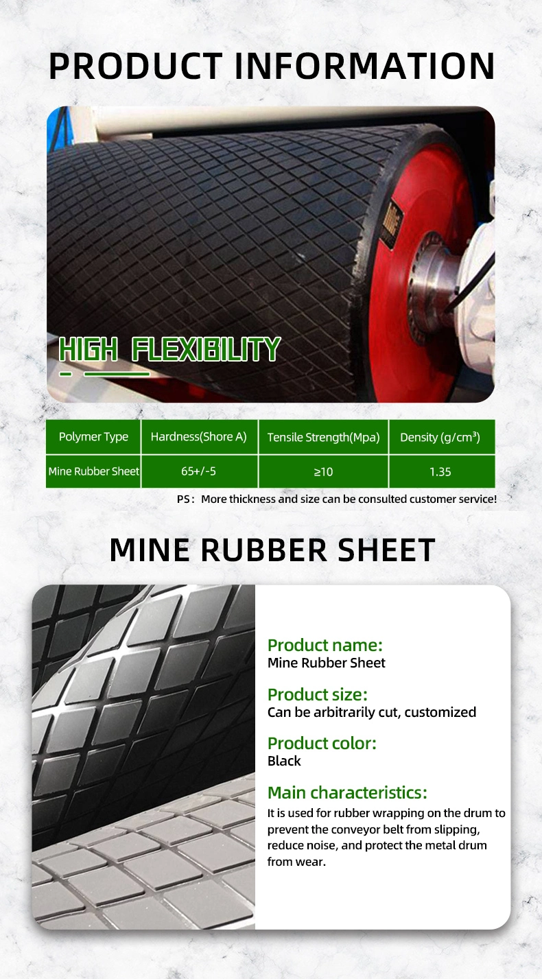 Conveyor Belt Diamond Pattern Pulley Lagging Mat Rubber Sheet for Mine