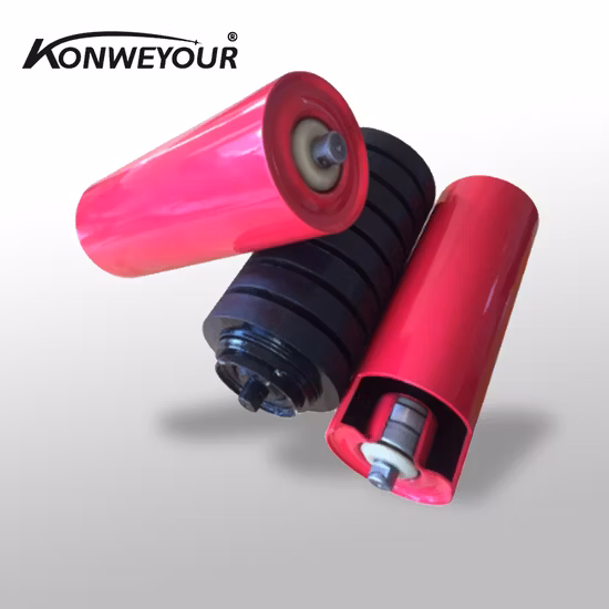 Bandförderer HDPE-Nylon-Kunststoff-Stahl Selbstausrichtender Trainings-Trageträger Trog Gummibeschichtete Scheibe Schlagversetzte flache Rückführung Flügelführung Girlandenrolle